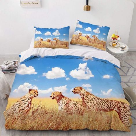 Bettwäsche-Set 155x220 cm mit Leoparden-Motiv, 3-teilig, Mikrofaser