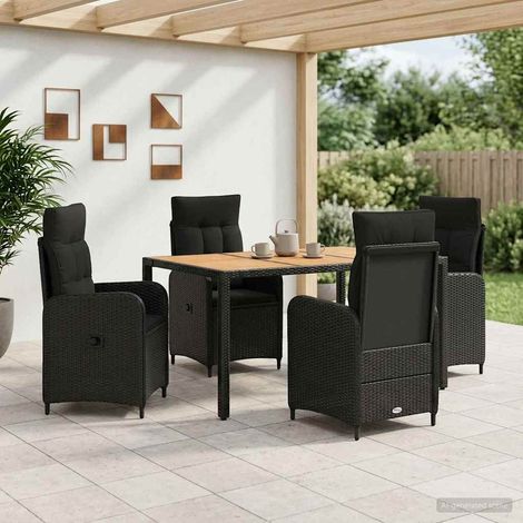 vidaXL Juego de comedor para exteriores 5 uds. Negro (1/5)