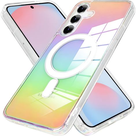 Coque hybride Fusion pour Samsung Galaxy S24 FE compatible MagSafe, multicolore + protection d'écran en verre trempé 9H