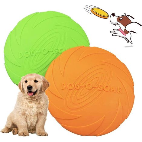Disque de lancer pour chien, 2 unités Frisbee canin, jouet d'extérieur pour petits et moyens chiens, idéal pour exercice sportif, activités ludiques et jeux en plein air. (1/4)