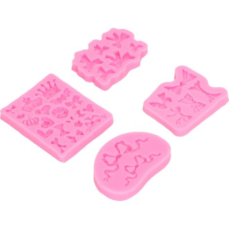 moules en silicone en forme de nœud papillon, style couronne, résistants et antiadhésifs, de qualité alimentaire, pour fondant, gâteaux, pains et chocolats.