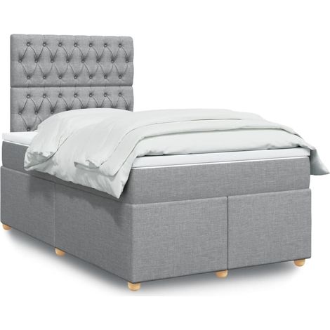 Boxspringbett mit Matratze Hellgrau 120x200 cm Stoff