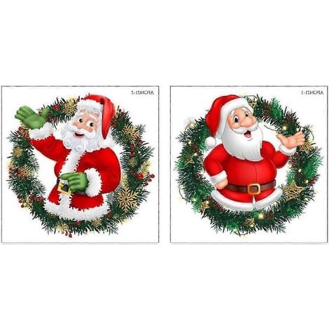 Autocollants de Noël ronds pour fenêtres, décorations de Noël, autocollants Père Noël pour fenêtres (1/5)