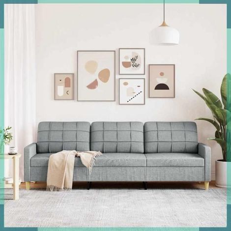 4007414 Canapé à 3 places Gris clair 210 cm Tissu (1/5)
