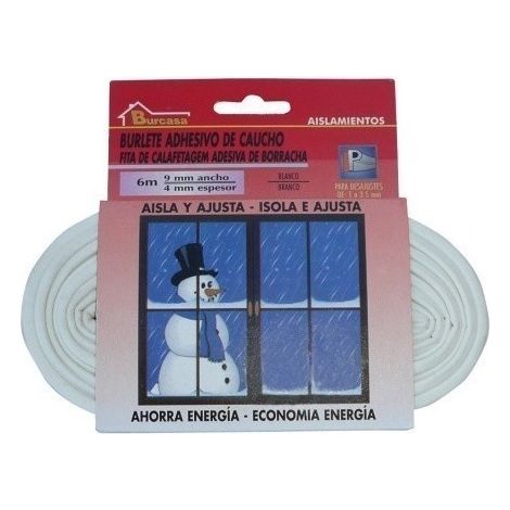Burlete Puerta/Ventana  9Mmx06Mt Adhesivo "P" Caucho Blanco Burcasa (1/5)
