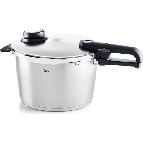 Fissler Vitavit Premium Pentola a pressione in acciaio inox 8 L, 26 cm, 4 livelli di cottura, incluso inserto, adatta a fornelli a induzione (1/4)
