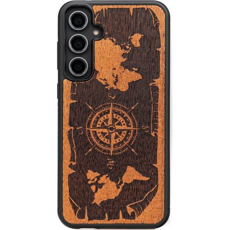 Bewood Holzhülle für Samsung Galaxy S23 FE WIND ROSE MERBAU (1/4)