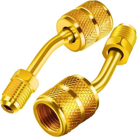 R410a Ladeanschlussadapter (2 Stück): SAE 5/16" Innengewinde auf 1/4" Außengewinde für R410a/R22 Mini-Split-/HLK-Klimaanlage, Schlauch und Vakuumpumpe. (1/4)