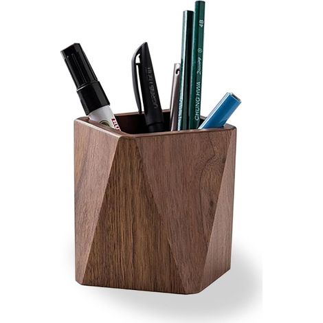 Stiftehalter aus Holz – Organizer – Schreibtischdekoration – aus schwarzem Walnussholz (1/5)