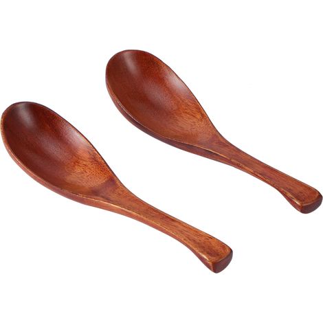 Lot de 2 cuillères à soupe en bois manche court pour cuisine maison art de la table (1/5)