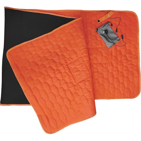 Matelas chauffant pour sac de couchage, alimentation USB, tapis chauffant chaud avec 5 zones de chauffage, 3 niveaux de température pour le camping en intérieur et en extérieur, orange [hors batterie (1/5)