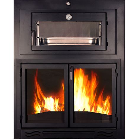 MF - Asador avec Four HH-80 à Bois à Encastrer avec Grille Rotative et Tiroir à Cendres