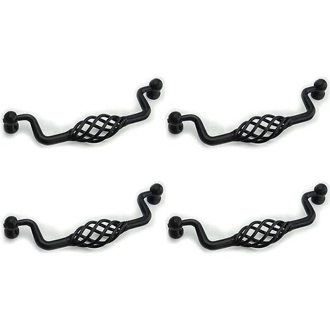 4 Pcs Poigne- Noir/96mm De Meubles Tiroir Dsign Creuse Bouton Armoire Vintage Avec Vis (1/4)