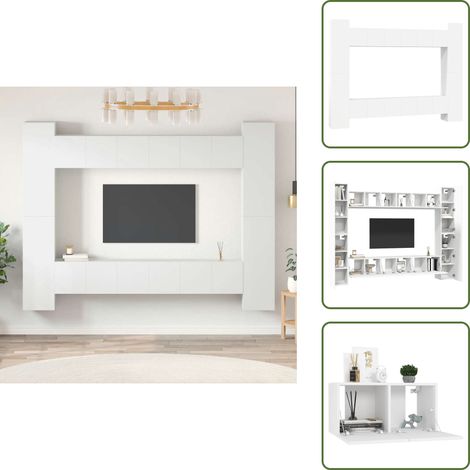 10-tlg. TV-Schrank-Set Weiß Holzwerkstoff - TV Schrank - Wandmontage - Regal - Wohnzimmereinrichtung - Weißer TV Schrank (1/5)
