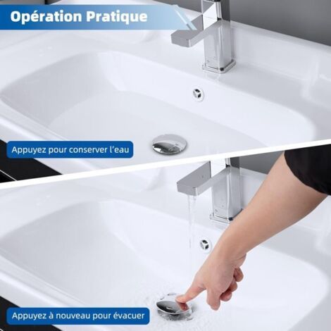 Bouchon Lavabo Salle de Bain avec Filtre de Drain,Bouchon Baignoire Universel à Noyau en Laiton à Pousser,Bonde Lavabo 25-46mm,Bouchon Baignoire (1/4)