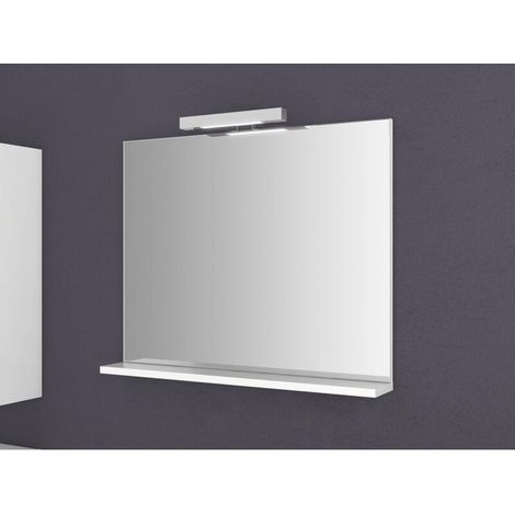 Badezimmerspiegel mit Beleuchtung und Ablage, 80 cm, Wandspiegel fürs Badezimmer, energiesparend, kaltweißes Licht (1/4)