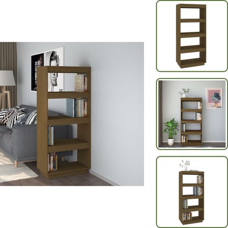 Bücherregal/Raumteiler Honigbraun 60x35x135 Massivholz Kiefer - Holzregal - Buche - Bücherregal Massiv - Regal Wohnzimmer - Raumteiler (1/5)