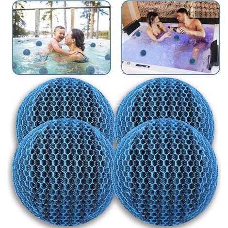 Hot Tub Scum Absorber,4 Pack Spa & Pool Scum Eliminating Balls Reusable Hot Tub Oil Absorbing Sponge Washable Scum Floating Filter to Keep Water Clear Clean for Pool Bath Hot Tub Accessories (1/5)
