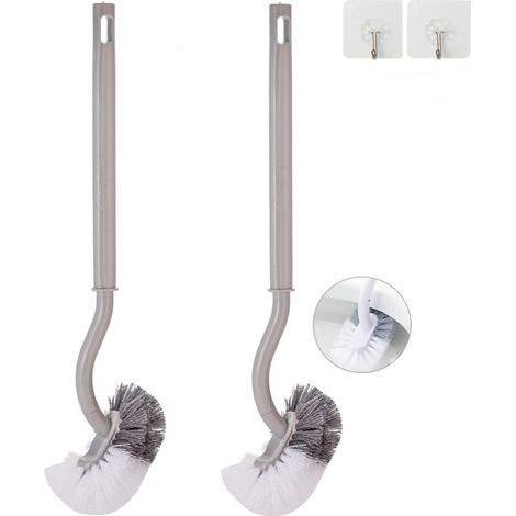 Set of 2 curved toilet bowl brushes without holder for bathroom - Durable under-rim toilet brushes for household cleaning (1/5)