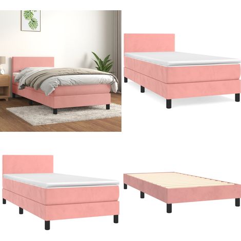 Sommier à lattes de lit avec matelas Rose 90x200 cm Velours - Lit Double - Lit Tapissier - Lit Velours - Lit Rose - Literie - Home & Living (1/5)