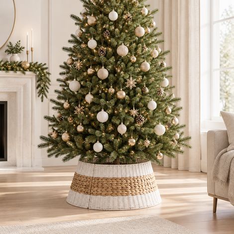 Copribase "Gleynor" per albero di Natale in corda per decorazione natalizia -Beige-Naturale / Ø 55 cm (1/5)