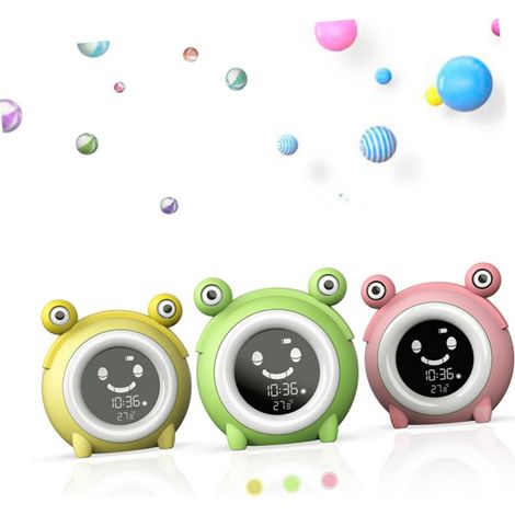 Réveil Veilleuse pour Garçon et Filles Lumière LED Verte, Horloge (1/5)