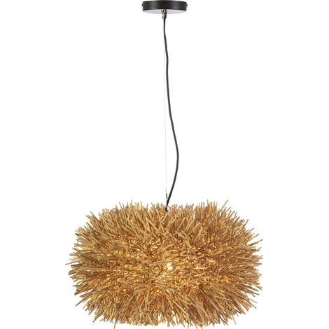 Lampe suspendue élégante en rotin naturel - Beige doré éclatant avec nuances naturelles (1/3)