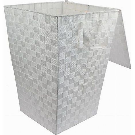 Cleafe - Cesto Cestino Portatutto Portaoggetti Bagno Casa Coperchio 35x52cm 79103 Bianco - (1/2)