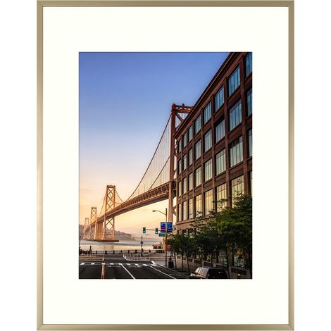Cadre photo en aluminium de 30,5 x 40,6 cm – Cadre doré de 30,5 x 40,6 cm avec passe-partout amovible pour photo de 21,6 x 27,9 cm – Cadre en métal durable de 40,6 x 30,5 cm avec verre (1/5)