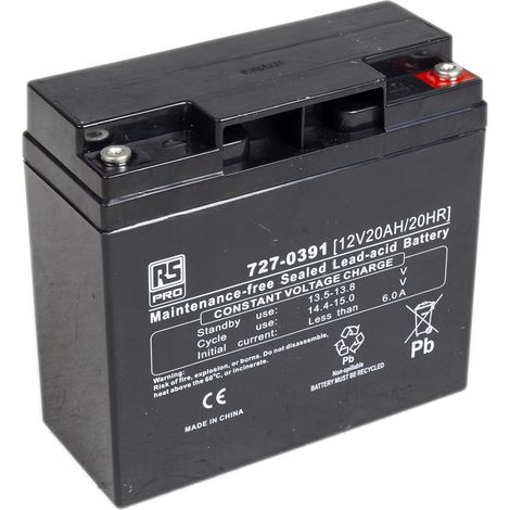Rs Pro – Batterie au plomb étanche 12V 20Ah – Technologie AGM pour applications cycliques – Dimensions 181.5 x 77 x 167.5 mm – Poids 5.8 kg (1/3)