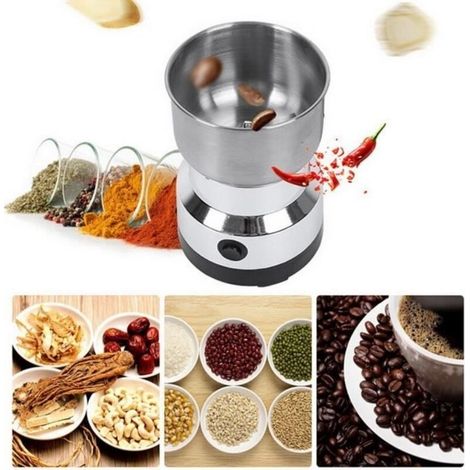 Moulin à café et mixeur électrique broyeur pour grains de café, graine de lin et autres épices - inox 26@