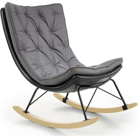 Rocking Chair design avec structure en métal noir et bois massif IMAGINE (1/5)