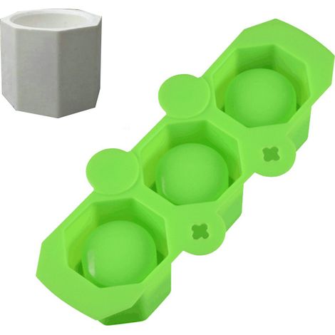 Moules en silicone pour glaçons, 3 cavités, vert, idéal pour cocktail, whisky et chocolat. (1/3)