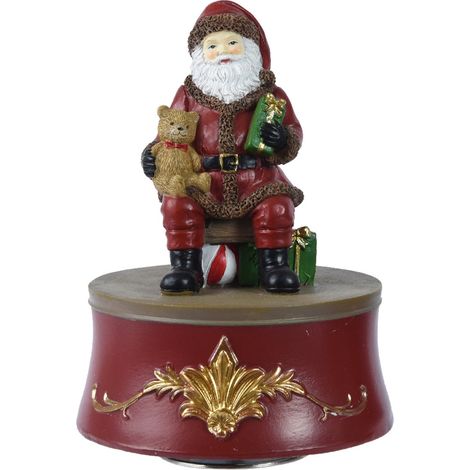 Statuetta decorativa Babbo Natale con musica decorazione natalizia in resina da 15 cm