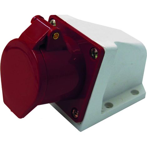 Electraline 80870 Presa Elettrica Industriale da Parete Inclinata, 32A, 3P+T, 380V, Rosso