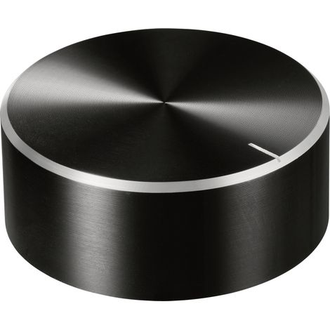 TRU COMPONENTS TC-11696532 Drehknopf mit Knopfmarkierung Schwarz (Ø x H) 48 mm x 19 mm Aluminium, P (1/4)