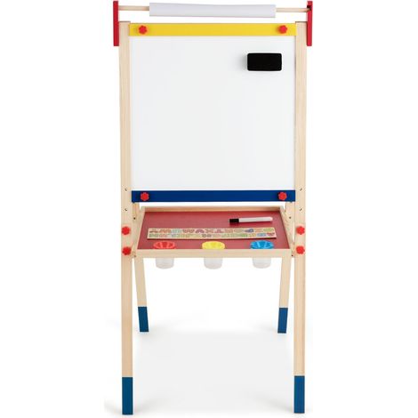 Caballete de arte infantil altura regulable 60 x 55 x 112,5-124,5 cm con tablero de doble cara y accesorios madera multicolor 200020029
