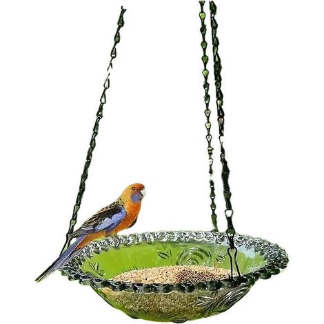 Lot de 2 mangeoires à oiseaux suspendues d'extérieur, décoration de jardin, plateau bain d'oiseaux, B-- (1/5)
