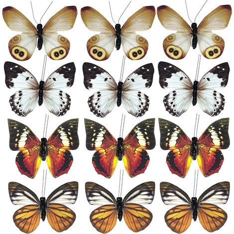 Papillons décoratifs avec clip pour une décoration colorée (lot de 12 pièces, orange-rouge-noir) (1/5)