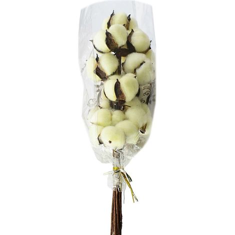 10 bouquets de fleurs de coton séchées faites à la main en coton blanc naturel pour centres de table de mariage et loisirs créatifs. Jaune clair. (1/4)