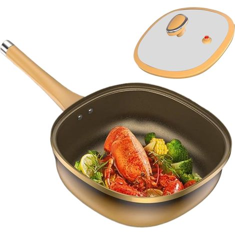 Stick Cooking Pan Frying Pan with Lid Titanium Alloy Non