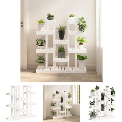 Maison Exclusive - Pflanzenständer Weiß 104,5x25x109,5 cm Massivholz Kiefer (1/5)
