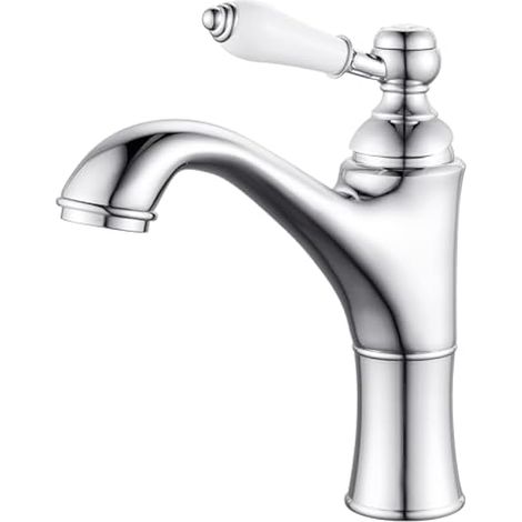 Verchromte Waschtischarmatur, Einhebel-Waschtischmischer aus Messing, Waschtischarmatur mit Keramikgriff, G3/8