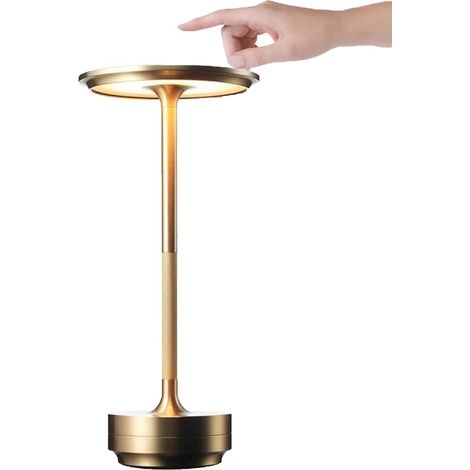 Lampe de table métallique sans fil, en forme de I, rechargeable, étanche, contrôle tactile, lumières décoratives LED pour restaurant, bar, Doré (1/5)