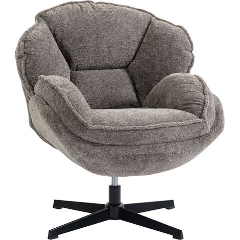 Fauteuil moderne à dossier aile, velours, pieds carrés, ressorts S, rotation 360°, gris (1/5)