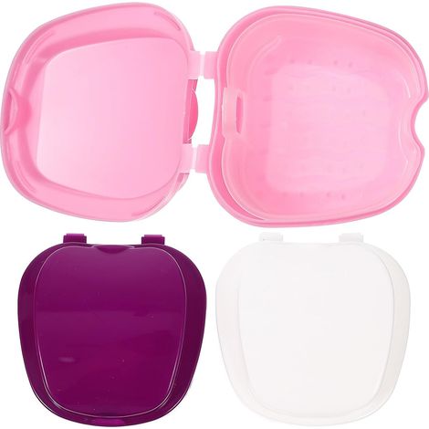Boîte de Rangement pour Prothèse Dentaire en Pp 3 Pièces Couleur Boîte pour Prothèses Dentaires, Étui de Rangement Léger et Portable, Usage Intérieur et Camping Couleur Aléatoire (1/5)