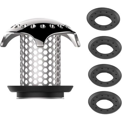 Haarfänger für die Badewanne, Haarfilter aus Edelstahl, Abflussfilter aus Stahl, Badewannenspüle, verhindert verstopfte Ablagerungen, für Duschabfluss, Gummistopfen in 4 Größen