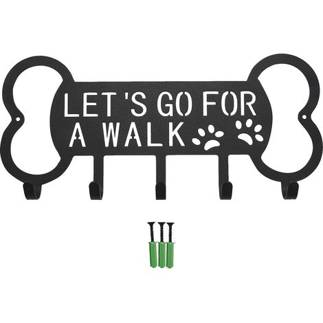Support mural en métal pour laisse de chien avec clou inclus pour laisse en cuir et nylon. (1/5)