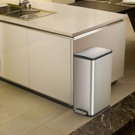 EKO Poubelle à pédale Ecoslim 2x20 L Argenté mat (1/5)