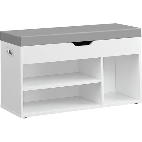 Panca portascarpe imbottita panca contenitore 3 scomparti vano nascosto ripiani per ingresso soggiorno camera da letto capacità di carico 150 kg bianco 120004109